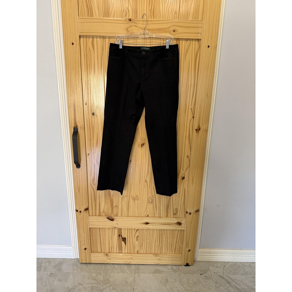 Lauren Ralph Lauren Pants Womens 12 Black Curvy Chino Straight Leg Stretch